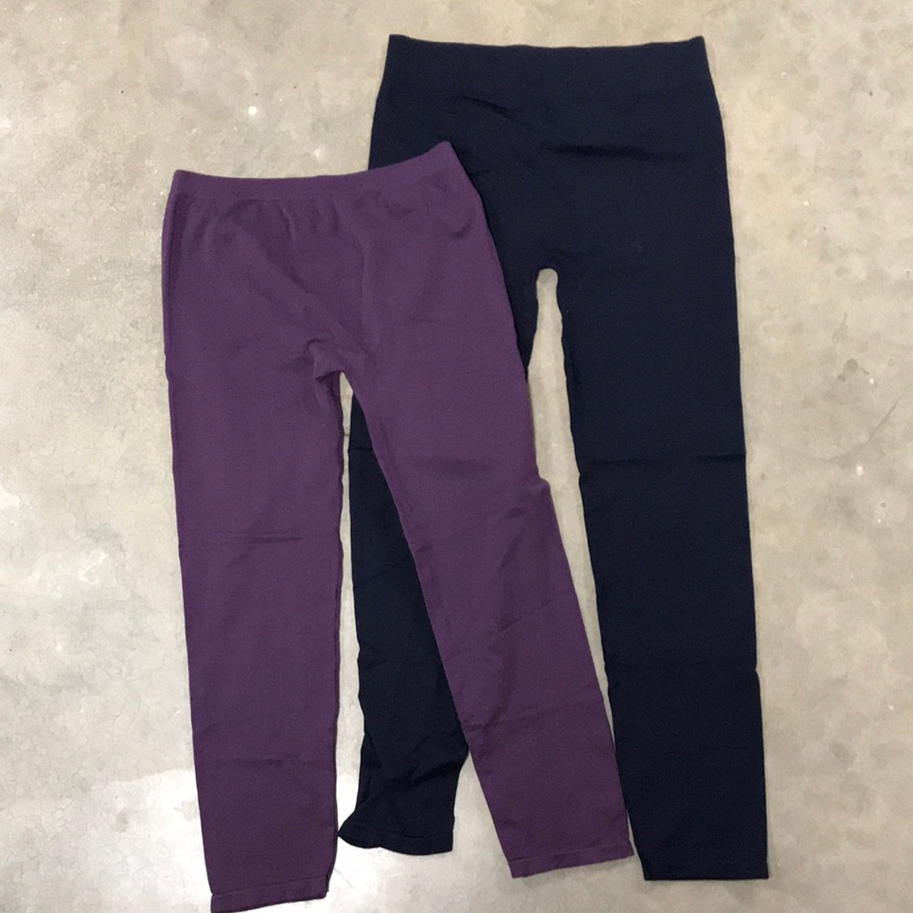 Purple Leggings by Charlotte Russe, M/L. Navy Leggings by First Looks, M/L